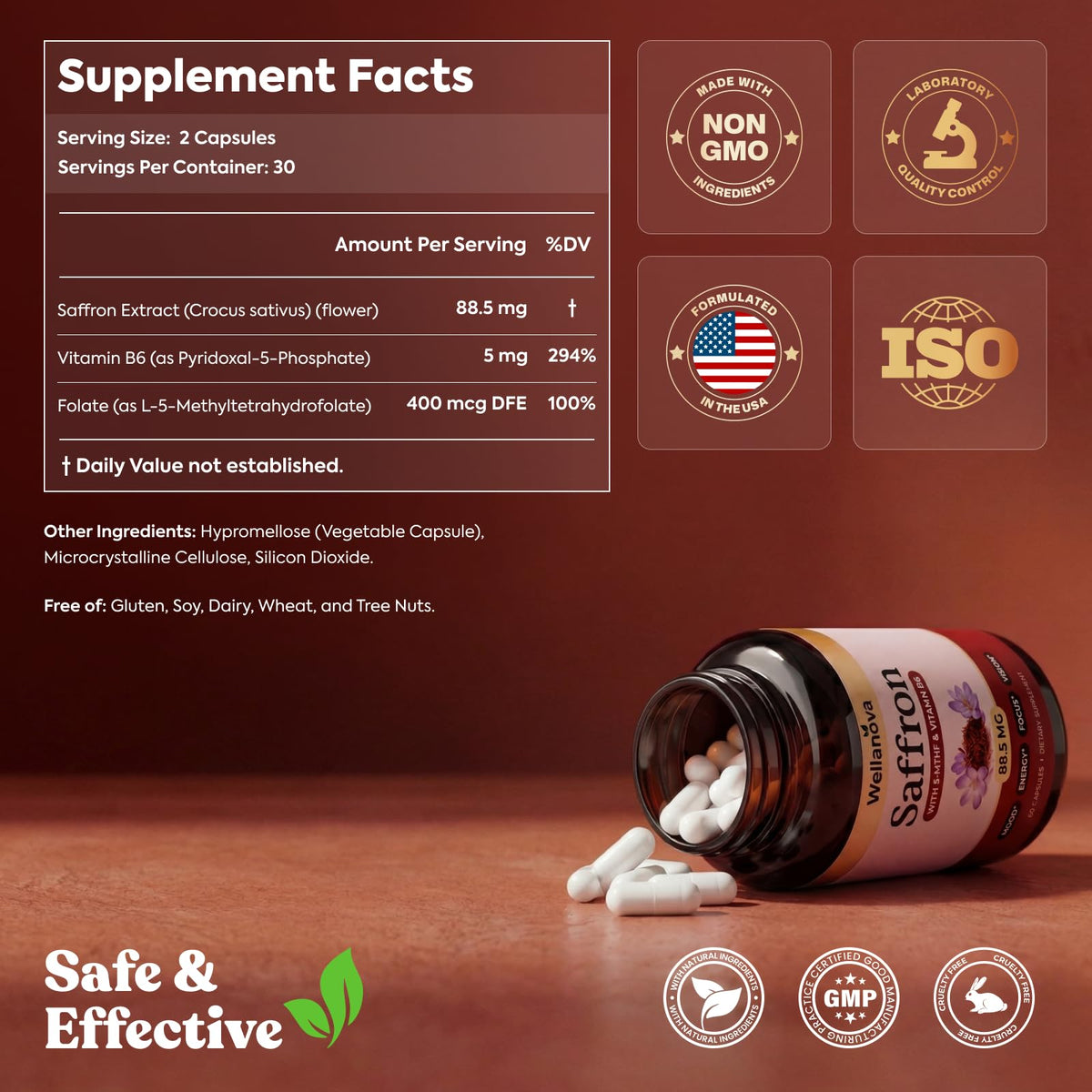 Capsules véganes Wellanova avec extrait de safran