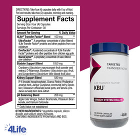 Capsules végétales 4Life KBU sur une surface blanche