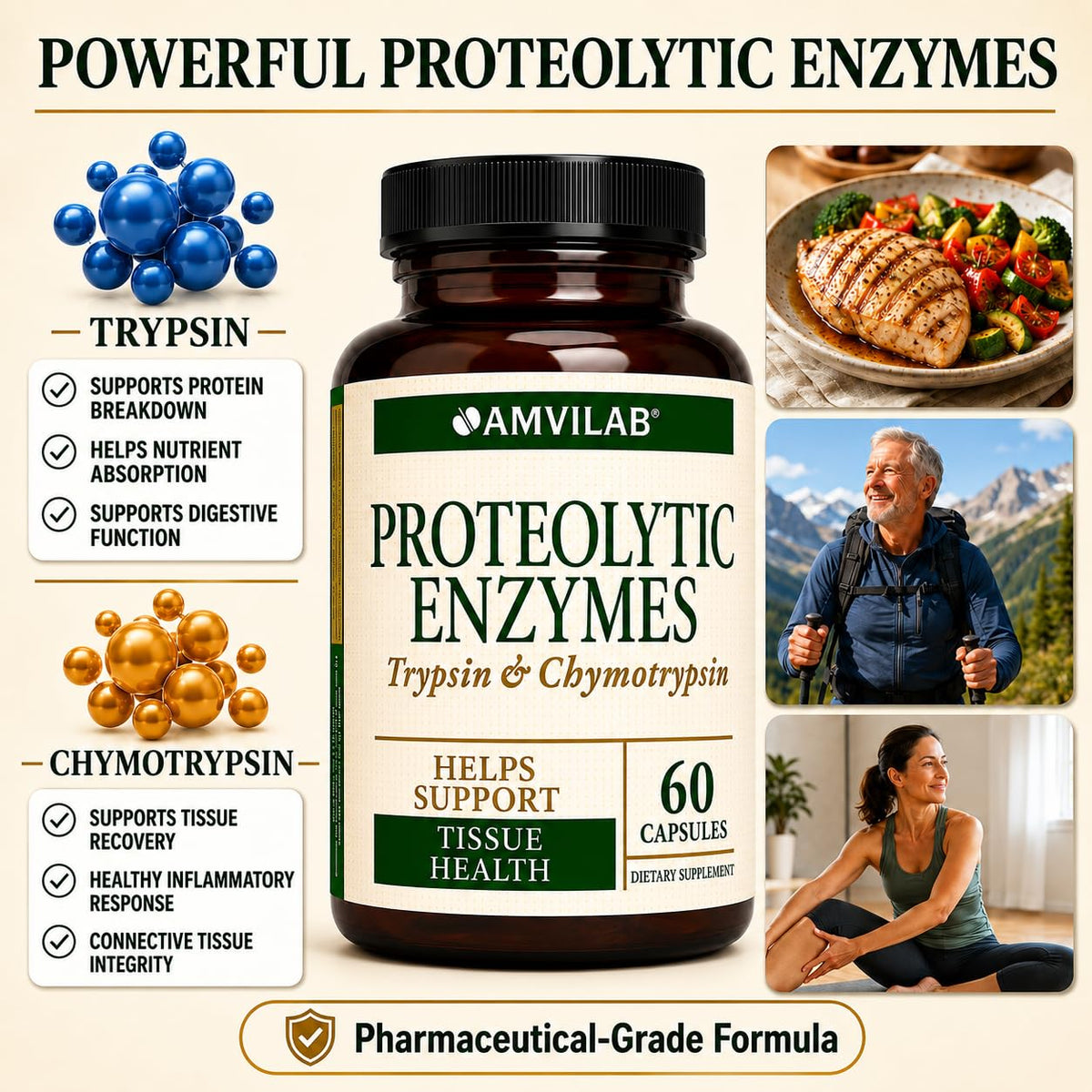 Capsules végétales AMVILAB Complexe d'Enzymes Protéolytiques