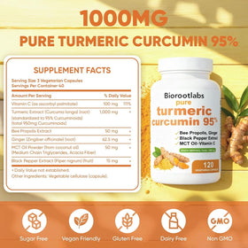 Capsules végétales Awjsde Curcuma 1000mg sur une surface blanche