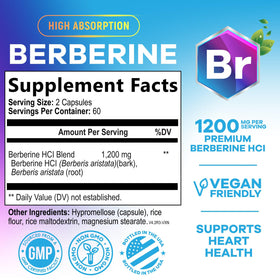 Capsules végétales Berberine HCl 1200mg Nature's Nutrition, emballage