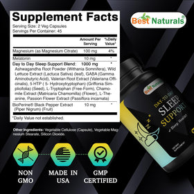 Capsules végétales Best Naturals Complément Alimentaire Sommeil sur fond blanc