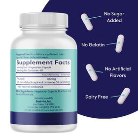 Capsules végétales BESTVITE 7-Keto sur fond blanc