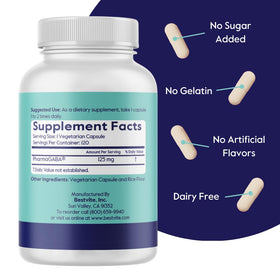 Capsules végétales BESTVITE PharmaGABA sur fond blanc