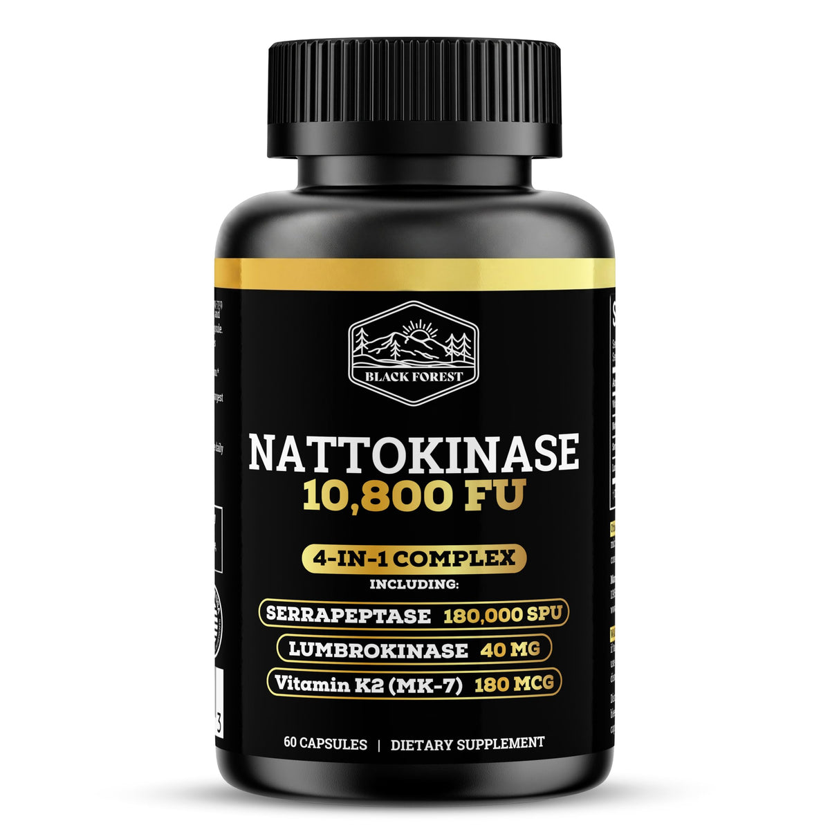 Capsules végétales Black Forest Nattokinase 10 800 FU avec Vitamine K2 MK-7