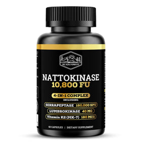 Capsules végétales Black Forest Nattokinase 10 800 FU avec Vitamine K2 MK-7