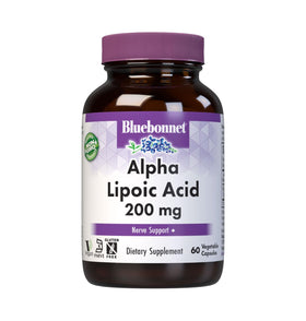 Capsules végétales BlueBonnet Acide Alpha-Lipoïque 200 mg vue de face