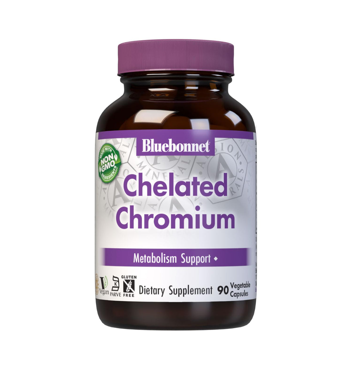 Capsules végétales Bluebonnet Chrome Chélaté 200 mcg en bouteille