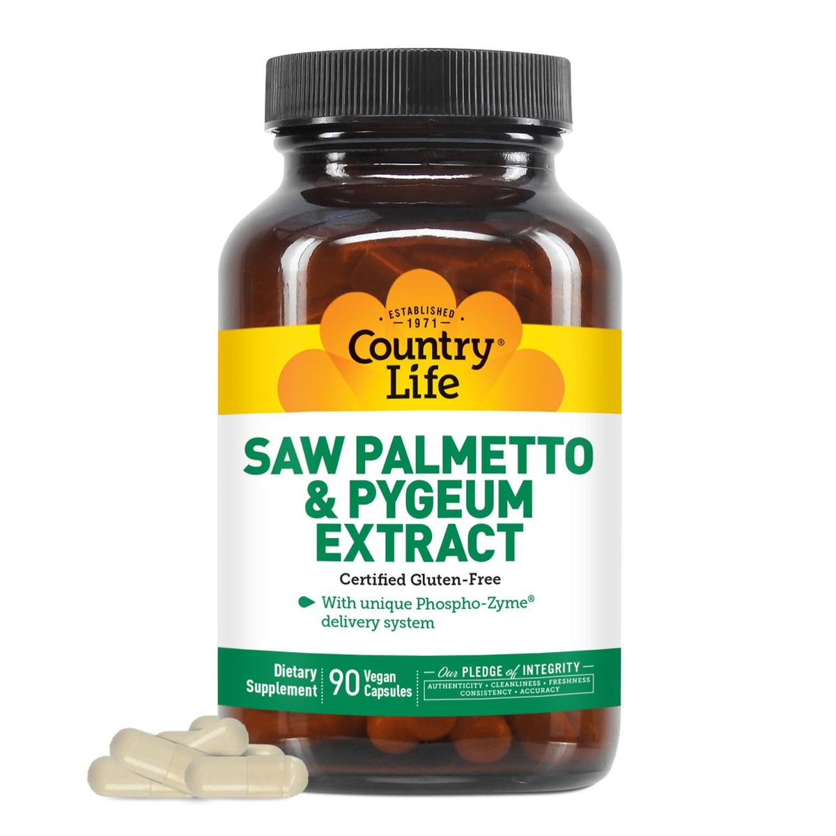 Capsules végétales Country Life Saw Palmetto et Pygeum en pot