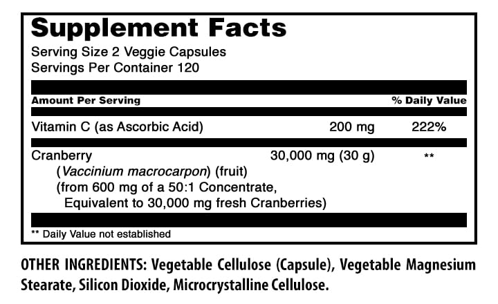 Capsules végétales Cranberry d'Amazing Nutrition, vue de côté