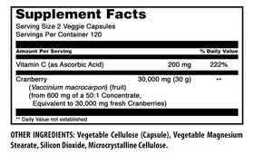 Capsules végétales Cranberry d'Amazing Nutrition, vue de côté
