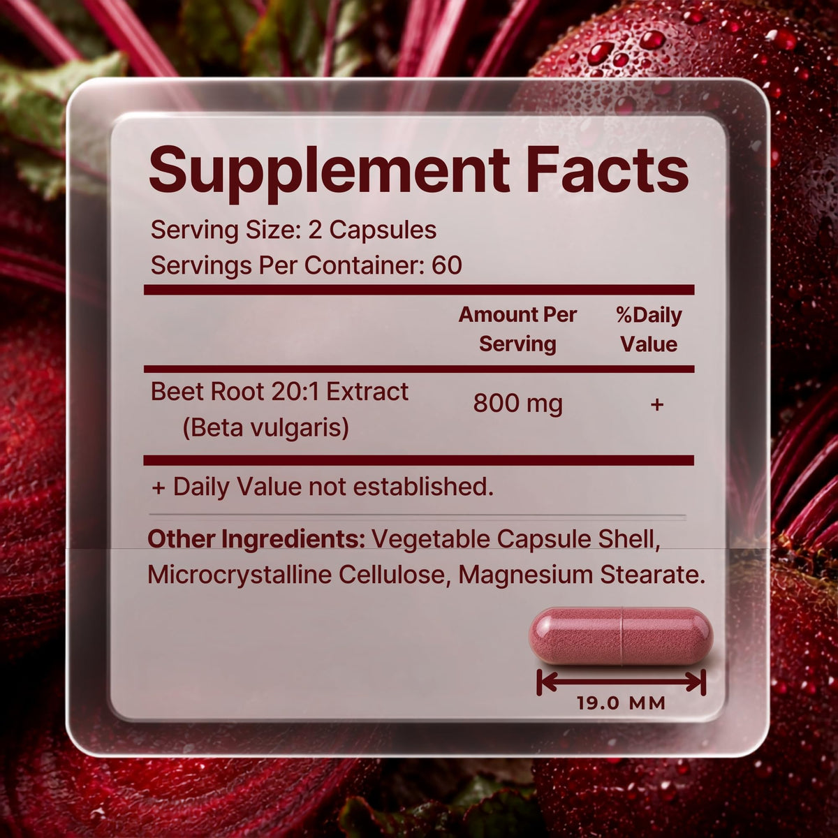 Capsules végétales d'extrait de betterave Vitamatic sur fond blanc