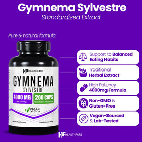 Capsules végétales d'extrait de Gymnema Sylvestre Healthfare