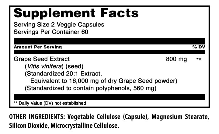 Capsules végétales d'extrait de pépin de raisin Amazing Nutrition sur fond blanc