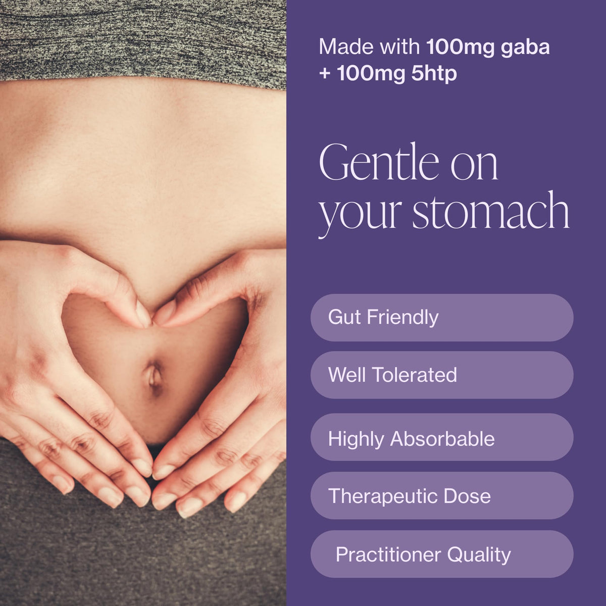 Capsules végétales de 5-HTP Plus GABA sur une surface blanche