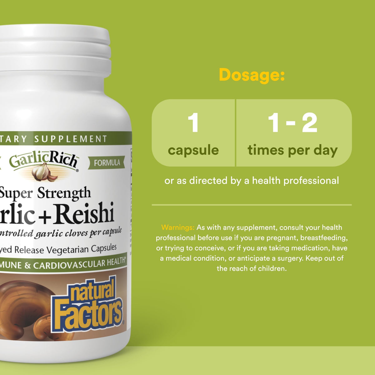 Capsules végétales de Ail + Reishi sur une surface en bois