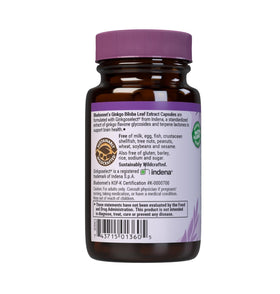 Capsules végétales de BlueBonnet Extrait de Ginkgo Biloba sur fond blanc