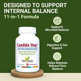 Capsules végétales de Candida Stop avec ingrédients visibles