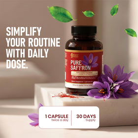 Capsules végétales de Catalyst Nutrition Extrait de Safran sur un fond neutre