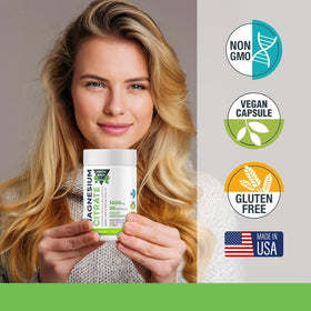 Capsules végétales de Citrate de Magnésium 1000mg de GREEN ROYALTY, vue de près