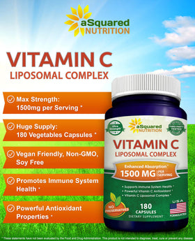 Capsules végétales de Complexe Liposomal de Vitamine C 1500mg d'aSquared Nutrition