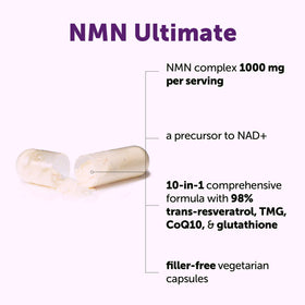 Capsules végétales de complexe NMN Micro Ingredients sur une surface en bois