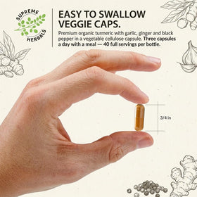 Capsules végétales de Curcuma Bio 500mg de HERBALS, vue de côté