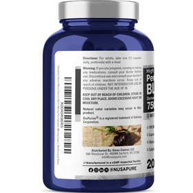 Capsules végétales de Maca Noire Péruvienne NusaPure dans la bouteille