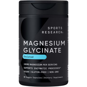Capsules végétales de Magnésium Glycinate de Sports Research, côté avant