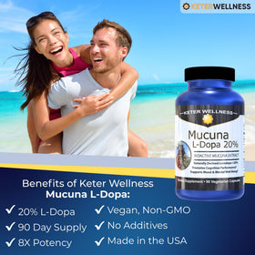 Capsules végétales de Mucuna Pruriens Keter Wellness sur une surface blanche
