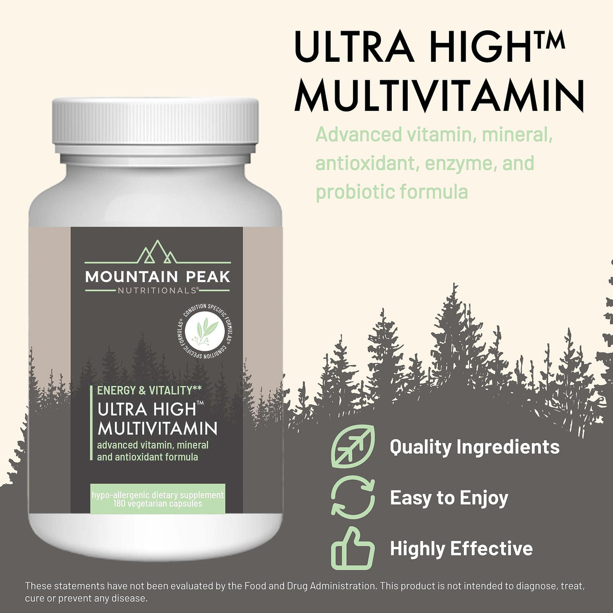 Capsules végétales de multivitamine Ultra Haute Mountain Peak Nutritionals