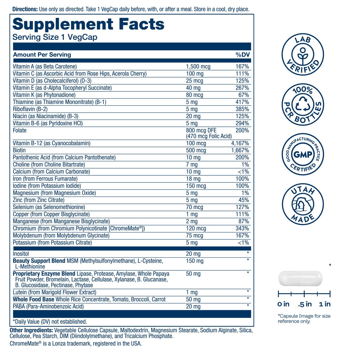 Capsules végétales de Multivitamines Femme SOLARAY sur fond blanc