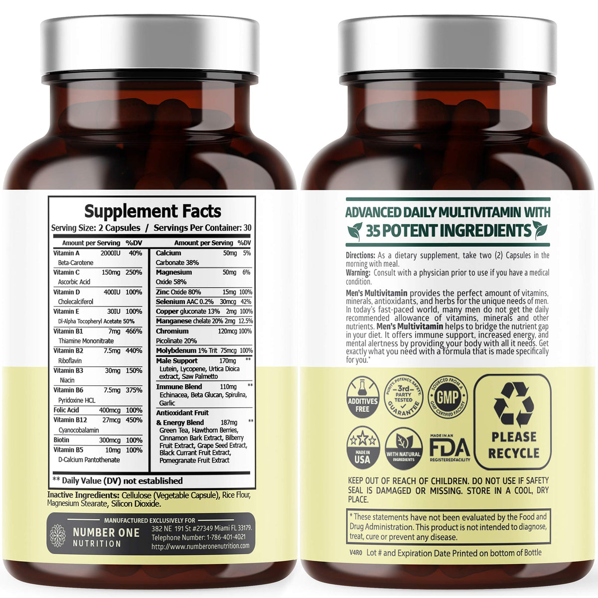 Capsules végétales de multivitamines quotidiennes pour hommes