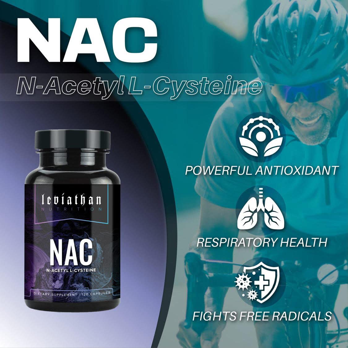 Capsules végétales de NAC 600mg de Leviathan Nutrition sur fond blanc