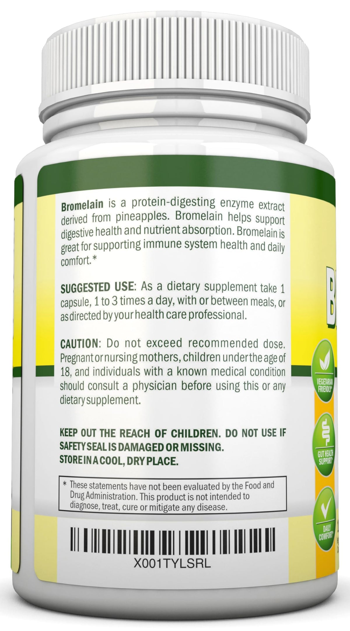 Capsules végétales de NutriONN Bromélaïne sur une surface blanche