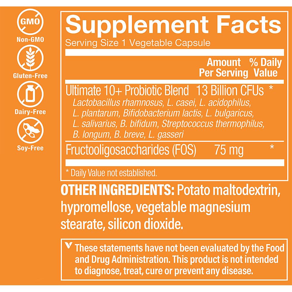 Capsules végétales de Probiotiques 13 Milliards CFU de The Vitamin Shoppe