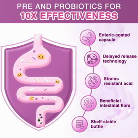 Capsules végétales de Probiotiques Femmes FoodiMed sur fond blanc
