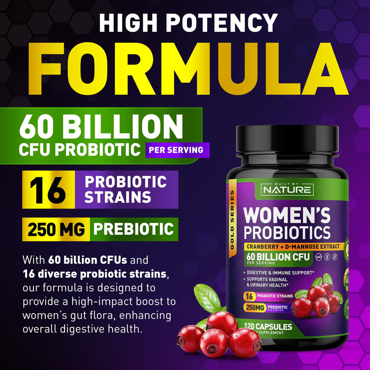 Capsules végétales de Probiotiques pour Femmes Built by Nature