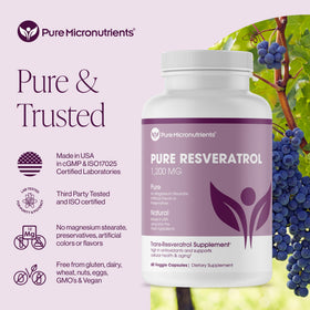 Capsules végétales de Pure Resveratrol sur fond blanc