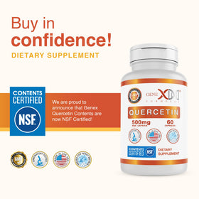 Capsules végétales de Quercétine 500mg Genex Formulas sur fond blanc