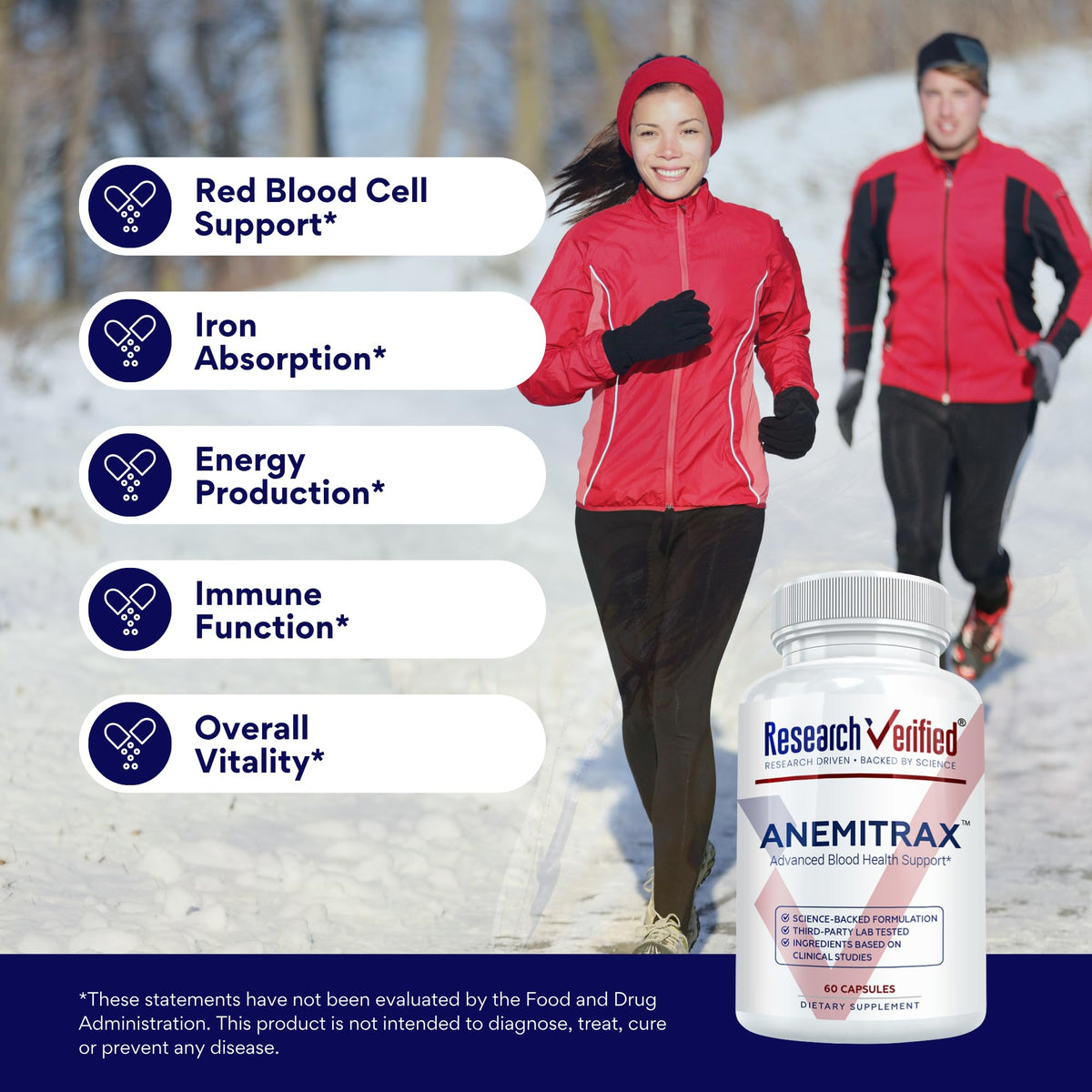 Capsules végétales de Research Verified Anemitrax sur fond blanc