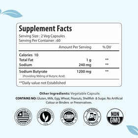 Capsules végétales de Sodium Butyrate ForestVibe sur une surface claire