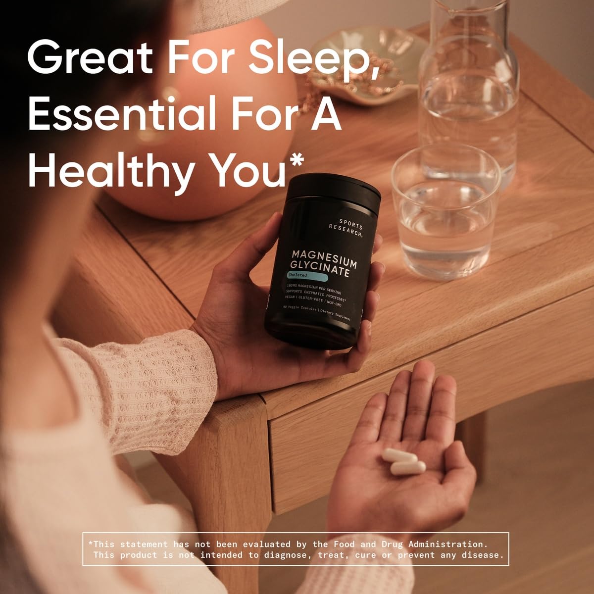 Capsules végétales de Sports Research sur une surface en bois