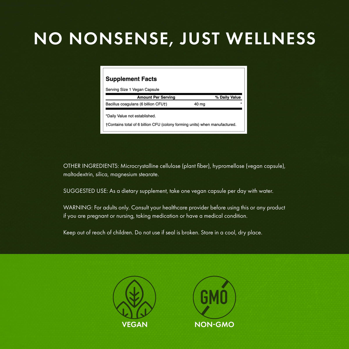 Capsules végétales de Swanson Probiotique Bacillus Coagulans sur fond blanc