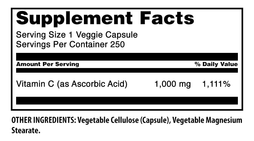 Capsules végétales de Vitamine C 1000 mg Amazing Nutrition sur fond blanc