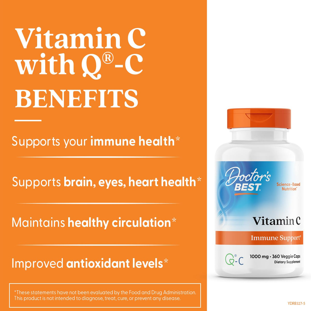 Capsules végétales de Vitamine C 1000 mg de Doctor's BEST sur une surface blanche