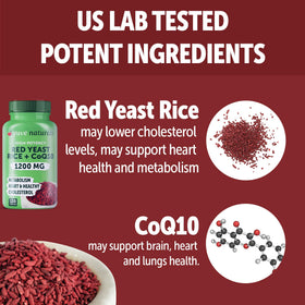 Capsules végétales de Yuve Riz Rouge 1200 mg sur fond blanc
