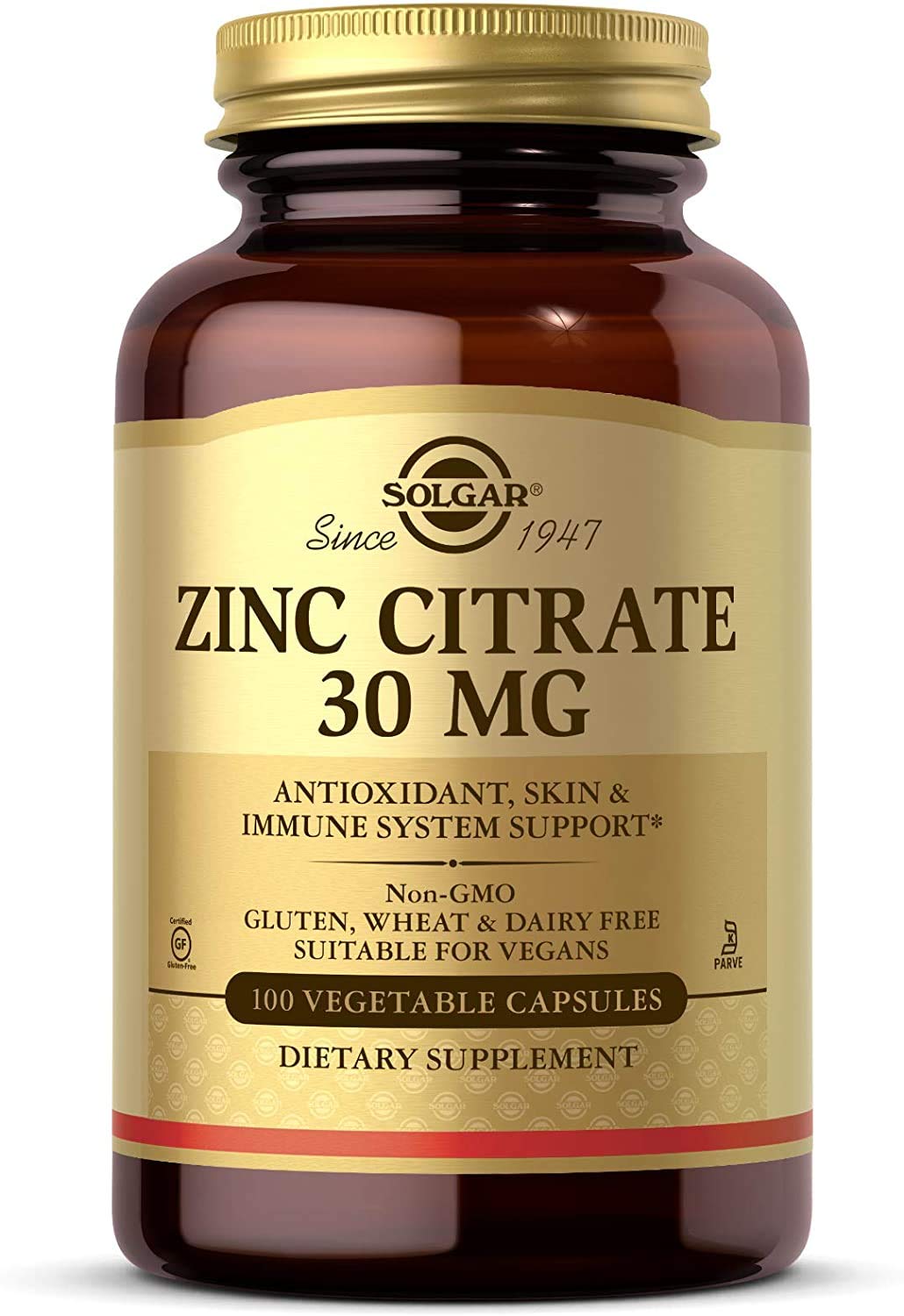 Capsules végétales de Zinc Citrate Solgar 100 unités
