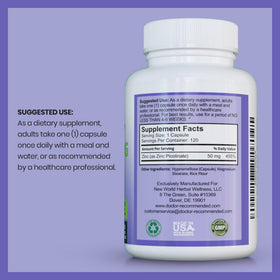 Capsules végétales de Zinc Picolinate 50mg de SUPPLEMENTS