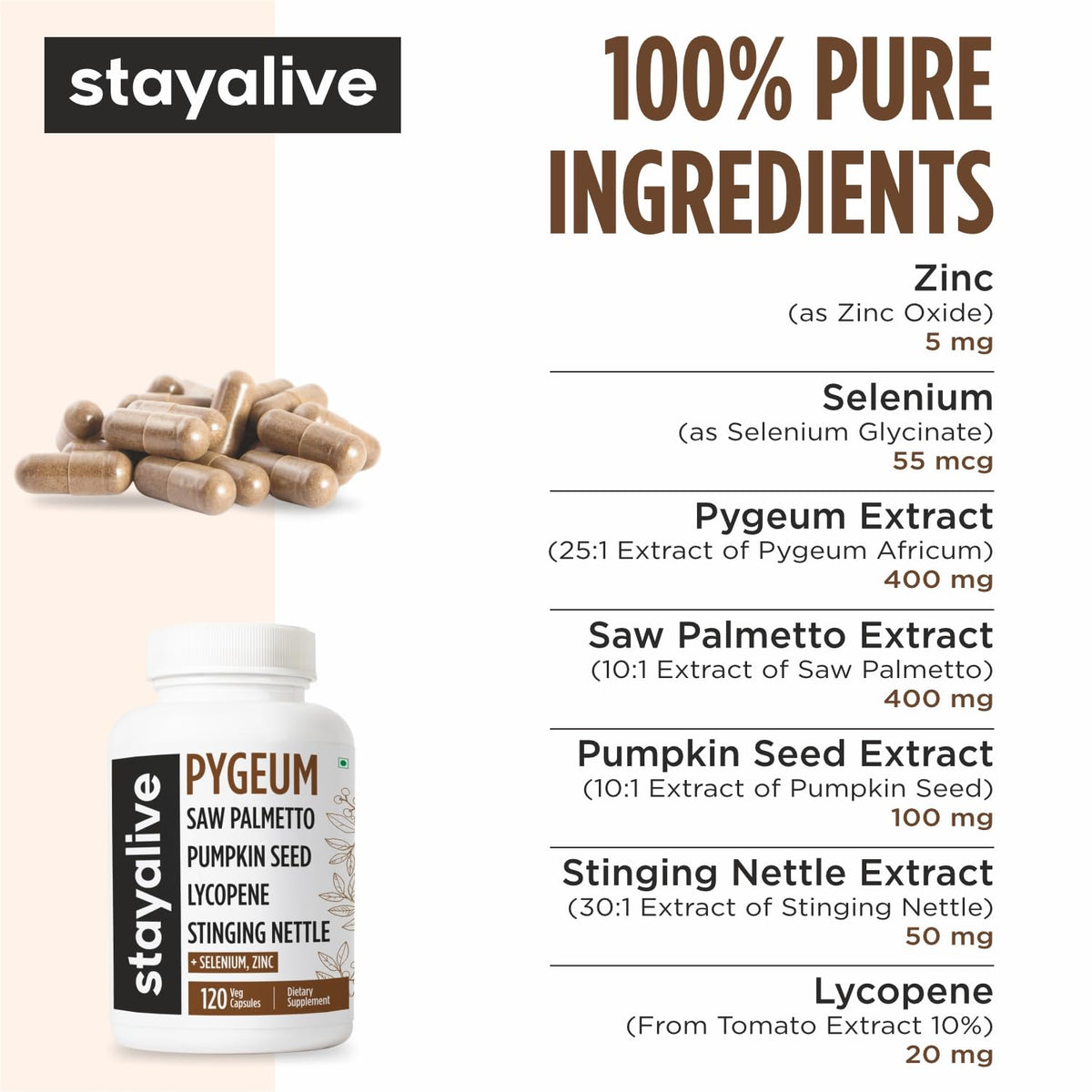 Capsules végétales du complément Pygeum Africanum STAY ALIVE